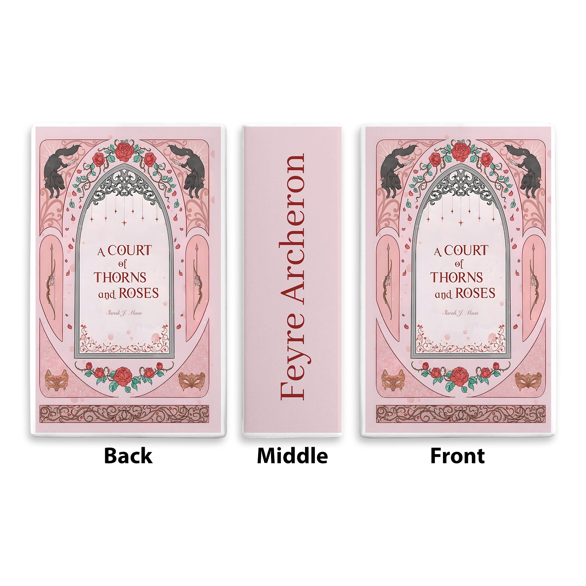 A Court of Thorns and Roses Ceramic Book Vase, Romantic Fantasy Decor, Vintage Rose Aesthetic Gift for ACOTAR Book Lovers CVVRL09