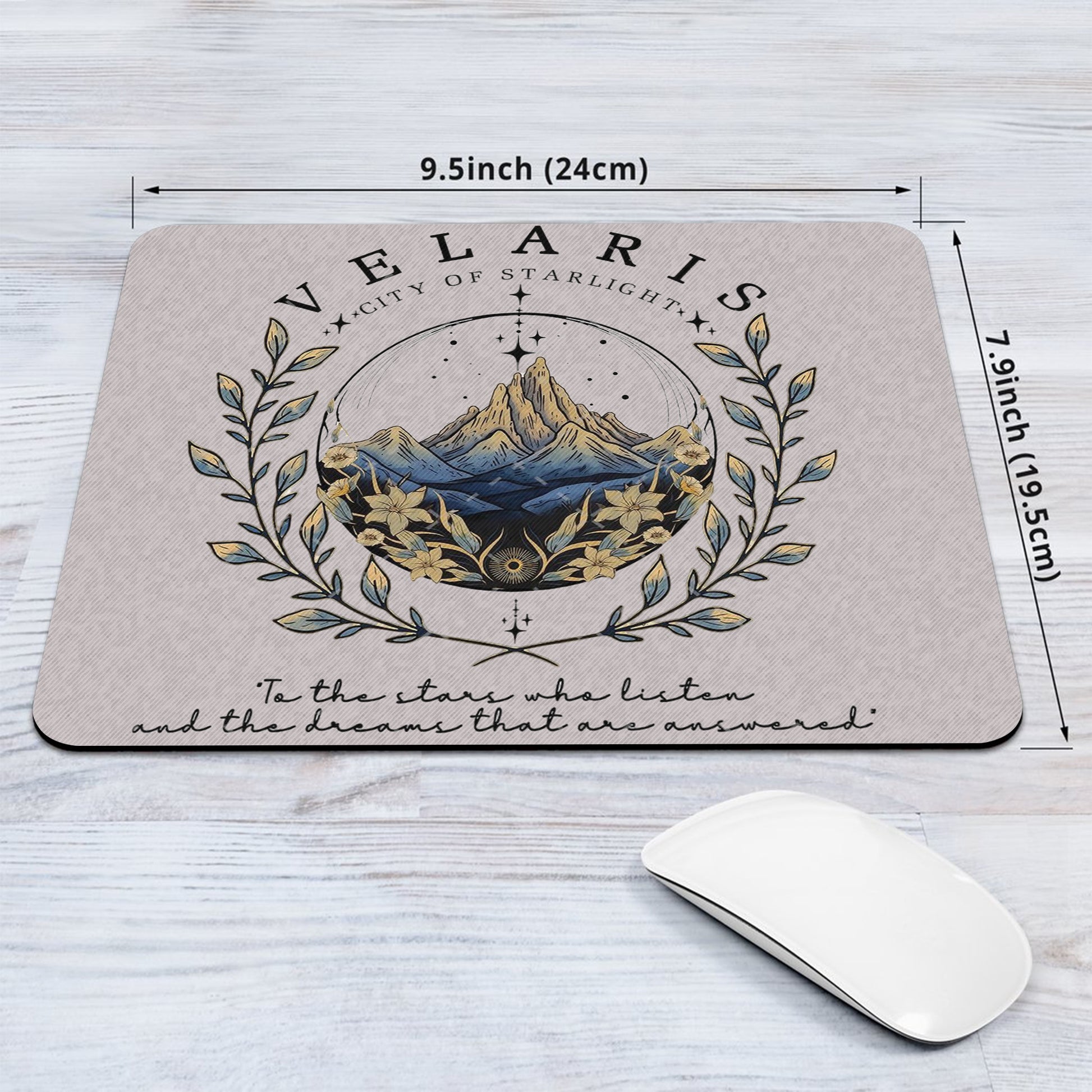 Velaris Desk Mat, "To the stars who listen and the dreams that are answered" Mouse Pad, A Court of Thorns and Roses Fantasy Desk Pad DMVLR07