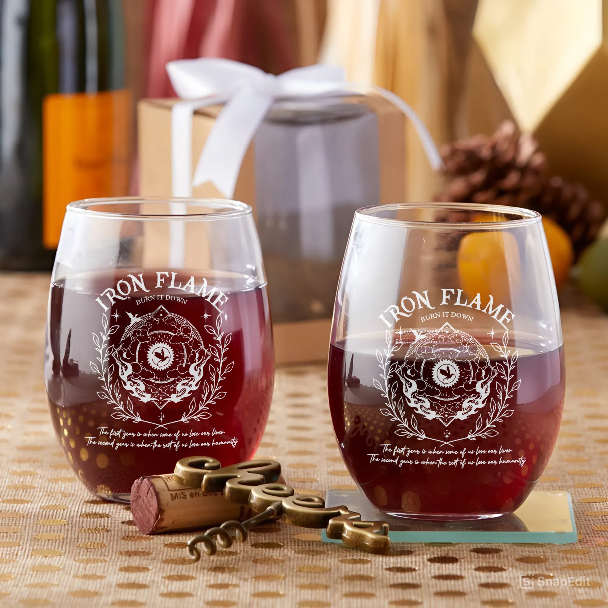 Iron Flame Wine Glass, The Empyrean Beer Glass, Burn It Down Fantasy Barware, Reader Gift For Book Lovers BGVLR07
