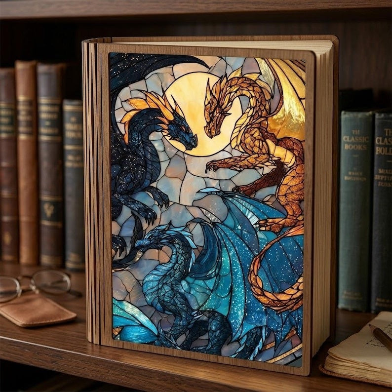 Fourth Wing Book Lamp, Fantasy Dragon Light, Book Lover Gift, Dragon Rider Decor, Night Light Cozy Reading Lamp, Foldable Book Lamp BLVLR09