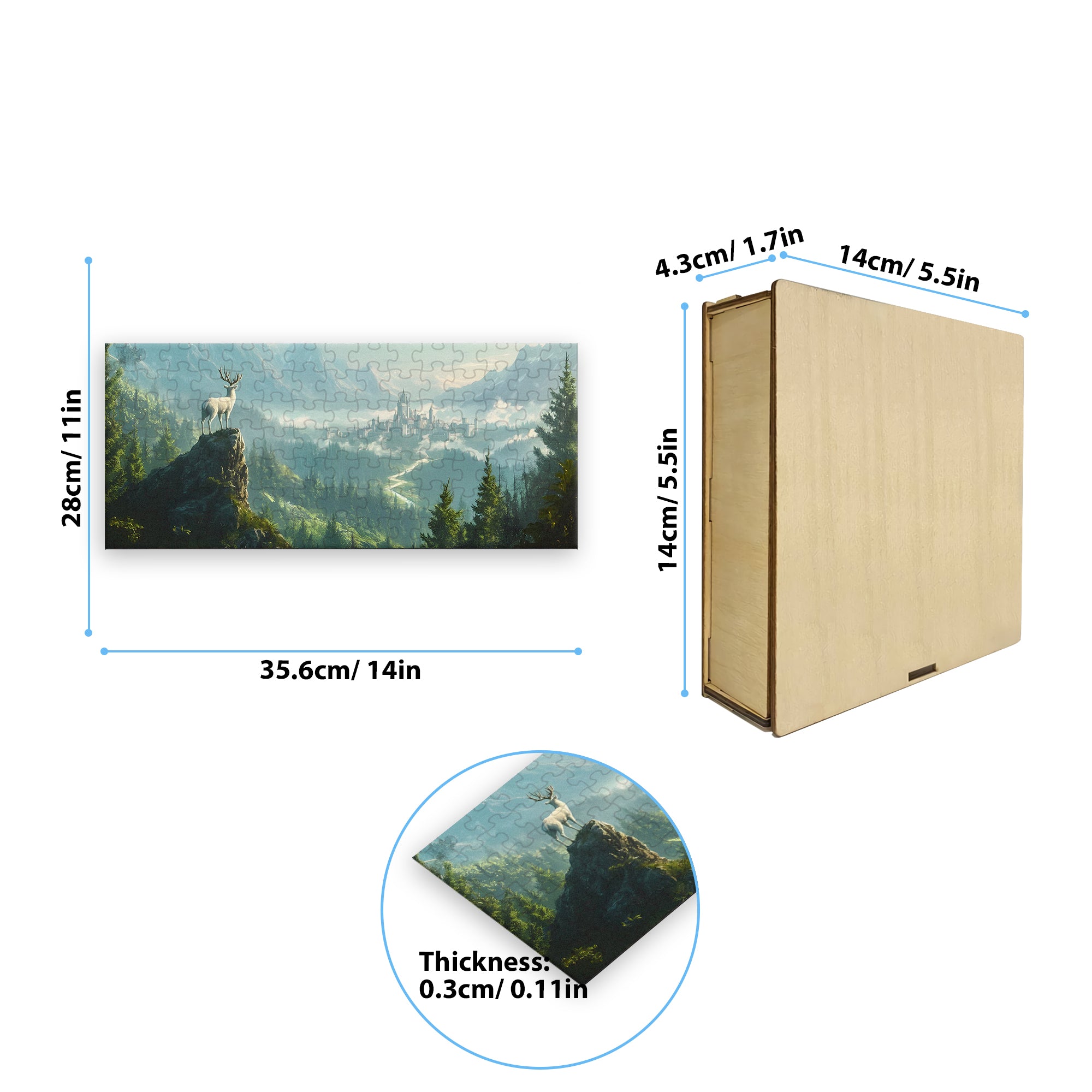 Throne of Glass Puzzle Terrasen City, White Stag Fantasy Wooden Jigsaw Puzzle Bookish Gift PVLR09