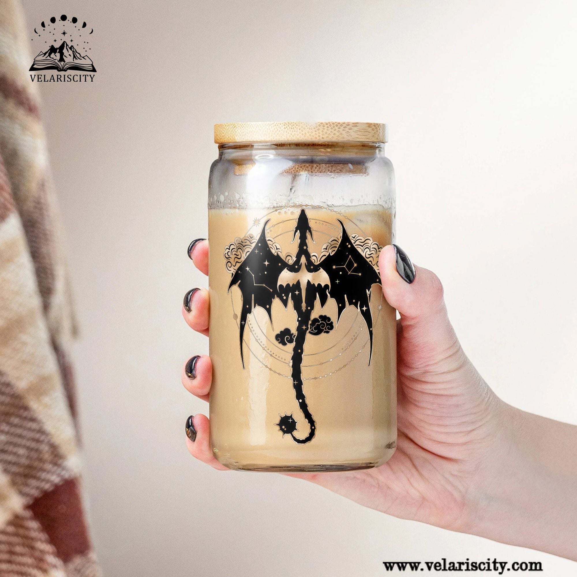 Fourth Wing Dragon Glass Can Cup with Straw, Empyrean Fantasy Tumbler, Bookish Gift for Readers & Dragon Lovers GLVLR45
