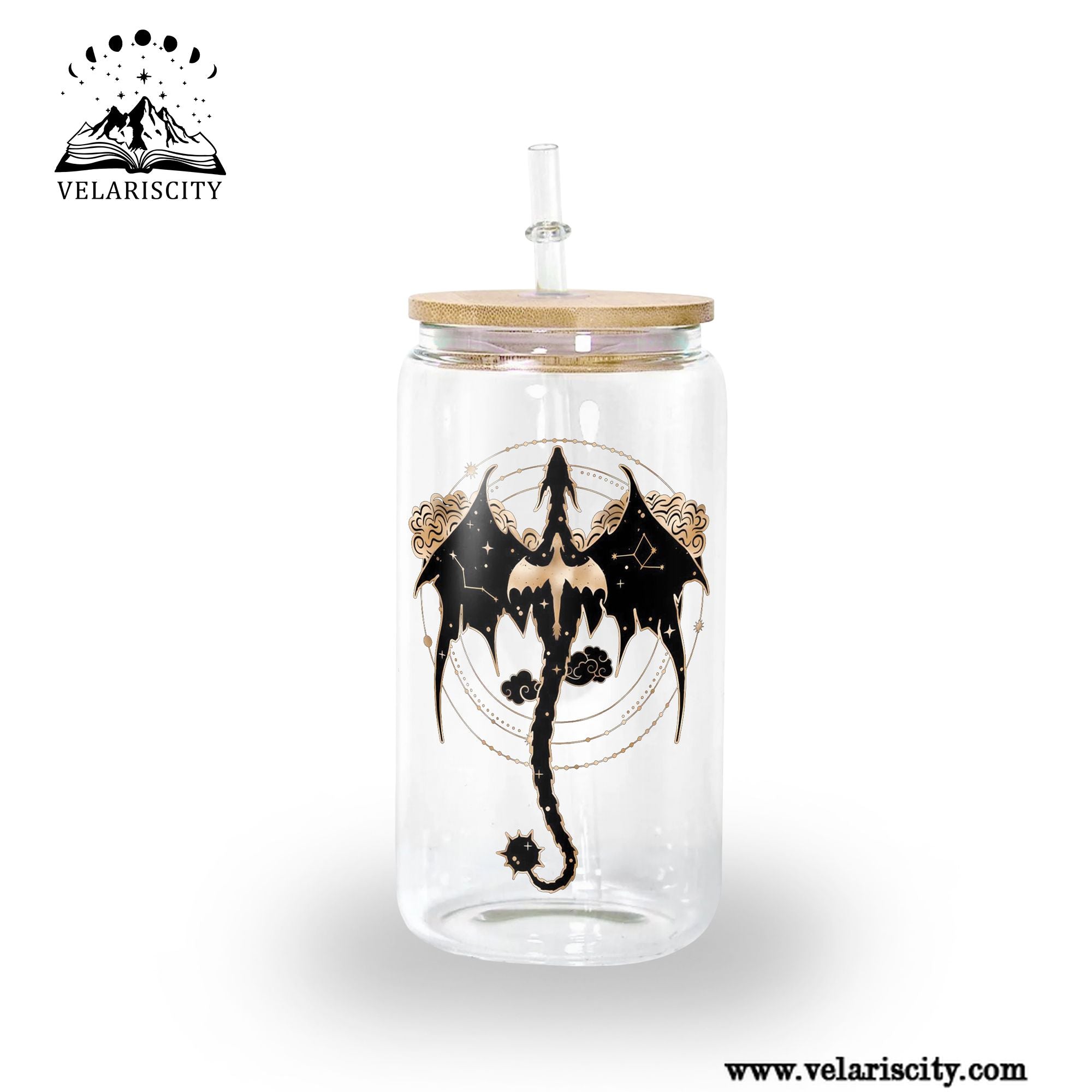 Fourth Wing Dragon Glass Can Cup with Straw, Empyrean Fantasy Tumbler, Bookish Gift for Readers & Dragon Lovers GLVLR45