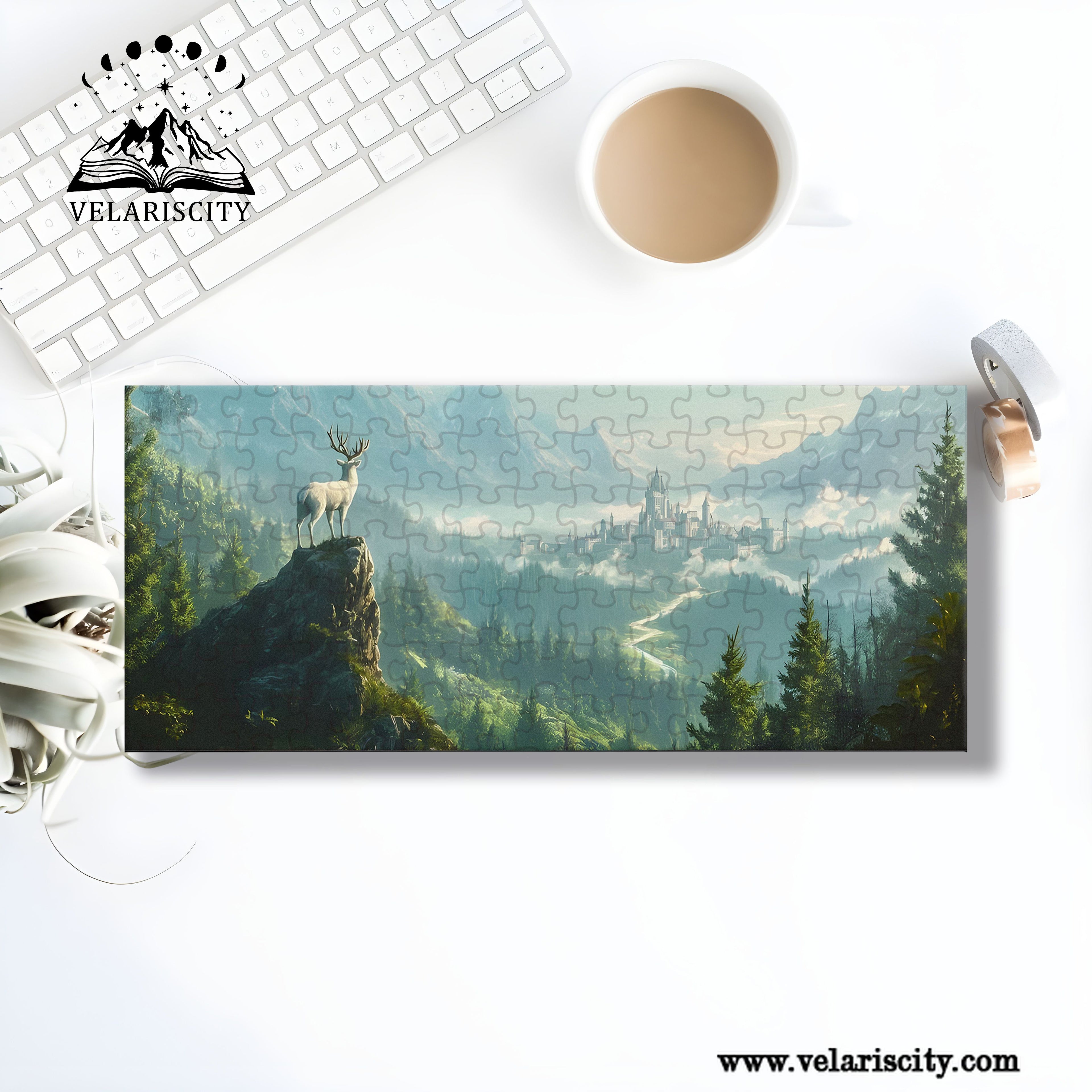 Throne of Glass Puzzle Terrasen City, White Stag Fantasy Wooden Jigsaw Puzzle Bookish Gift PVLR09