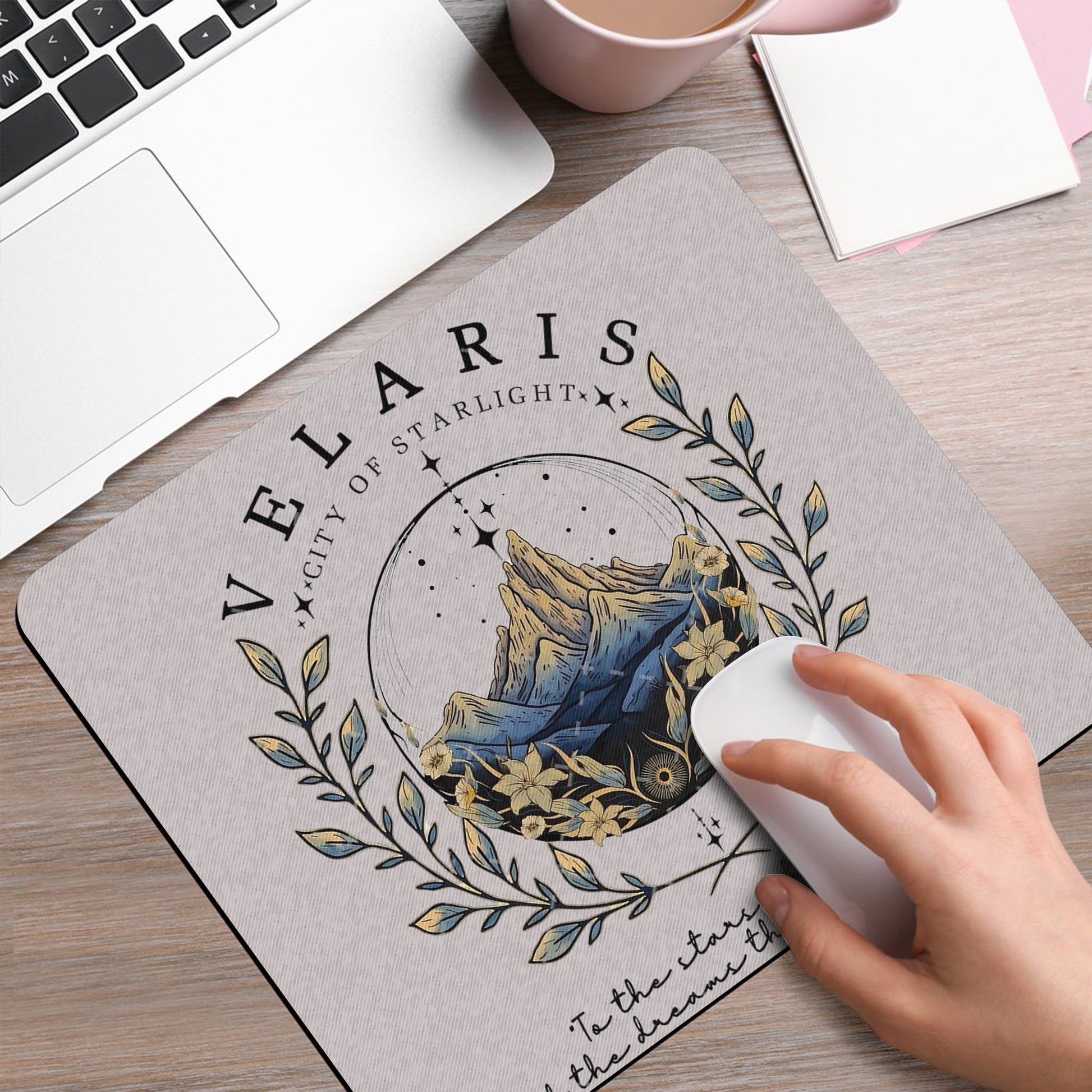 Velaris Desk Mat, "To the stars who listen and the dreams that are answered" Mouse Pad, A Court of Thorns and Roses Fantasy Desk Pad DMVLR07