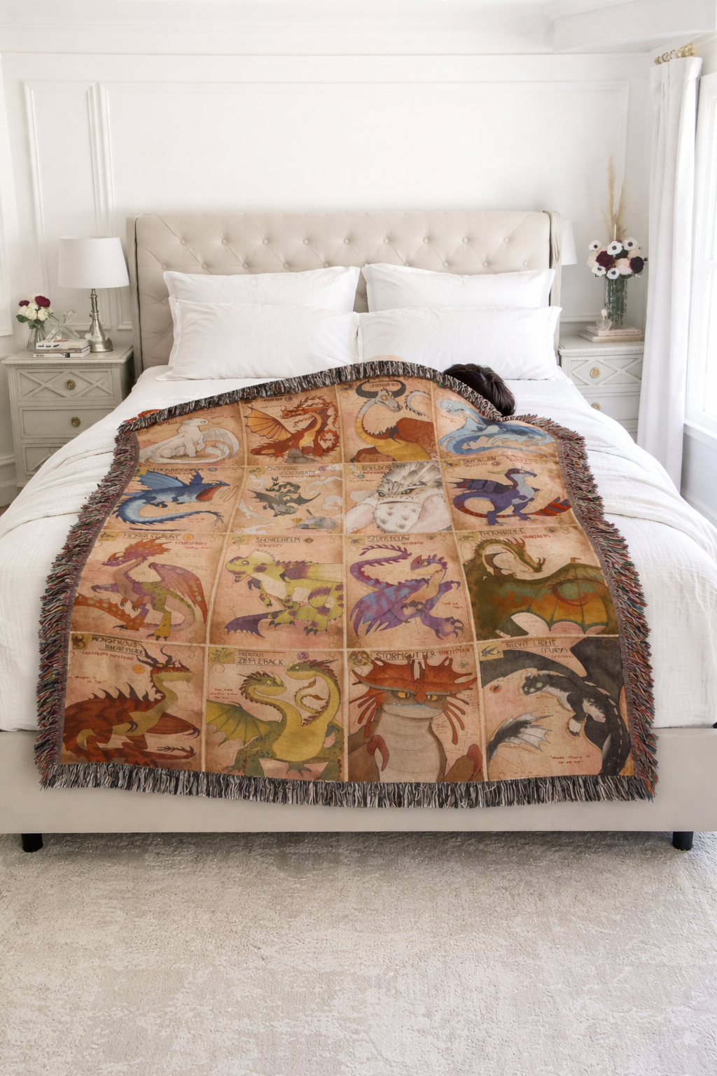 Fourth Wing Inspired Woven Blanket, Dragon Codex Fantasy Throw, Bookish Home Decor, Gift for Fantasy Readers BKVLR17