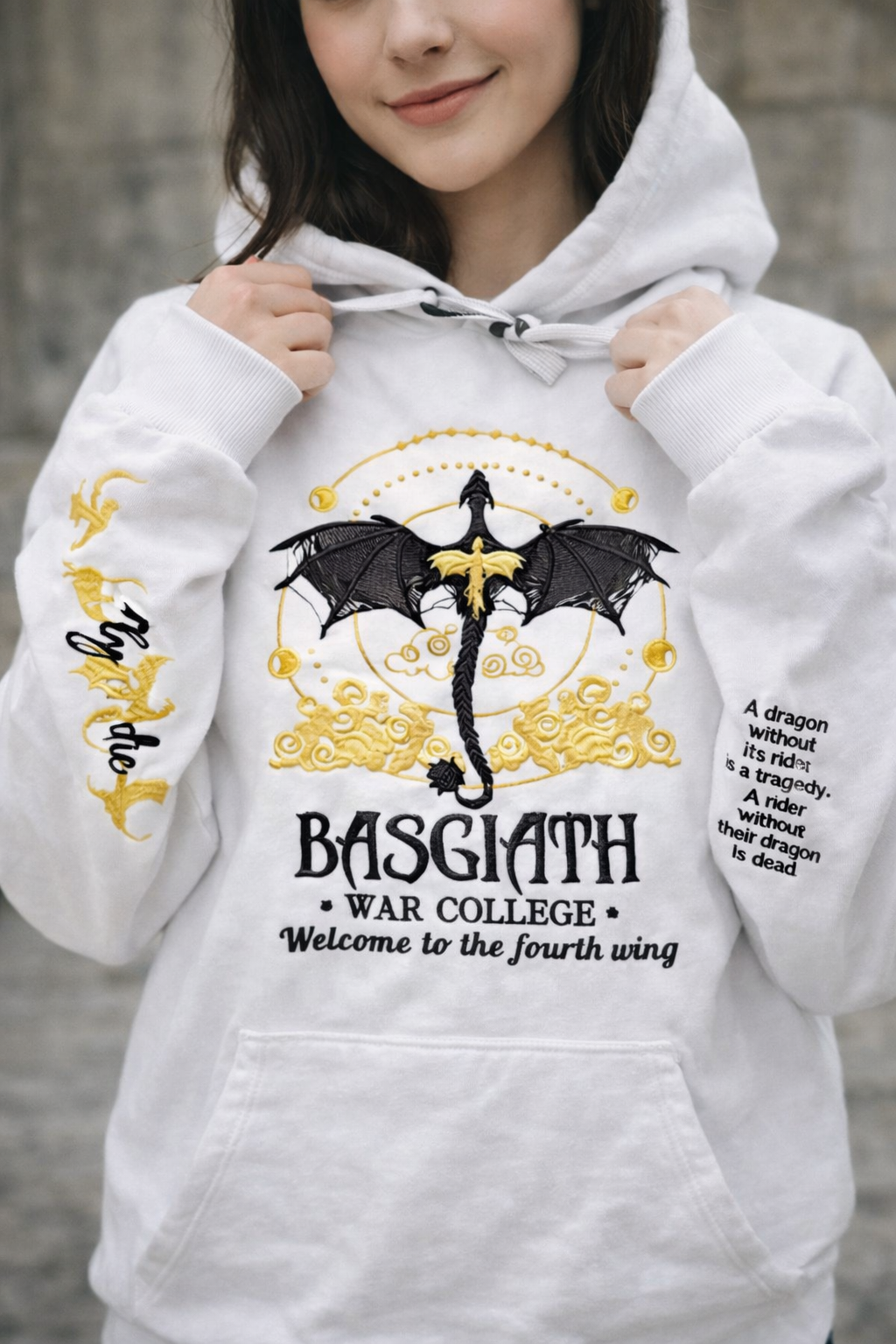 Dragon Rider Fantasy Hoodie, Basgiath War College Sweatshirt, Fourth Wing Inspired Book Lover Gift for Fantasy Readers VEMB73