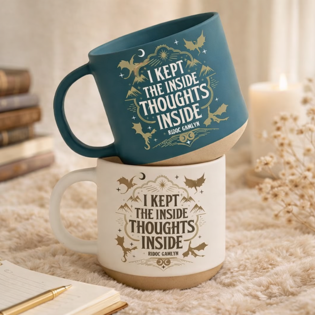 I Kept The Inside Thoughts Inside Coffee Mug, Ridoc Quest Squad Pottery Mug, Basgiath War College Mug, Design Onyx Storm Fourth Wing Gift For Fans