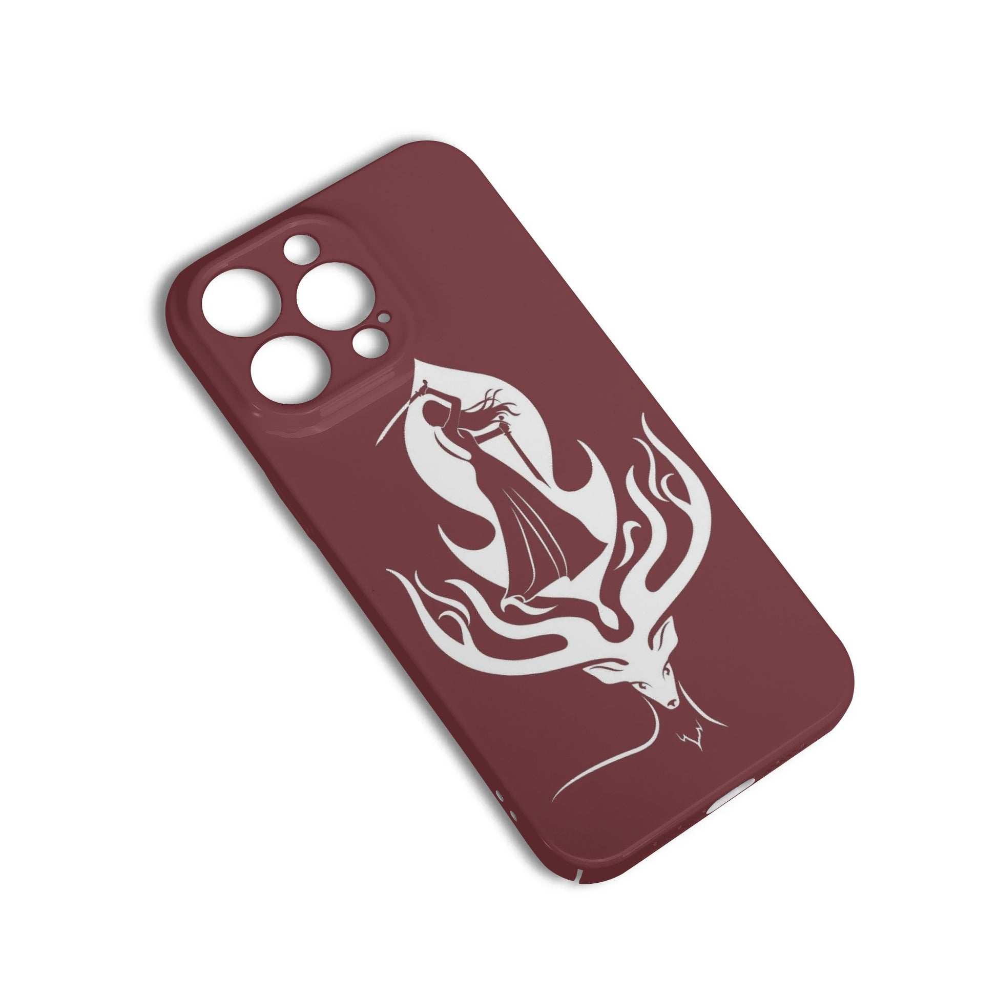 Throne of Glass Inspired Phone Case - Warrior Silhouette with Majestic Deer Design, Throne Of Glass Phonecase Fantasy Book Lover iPhone Cover PCVLR09