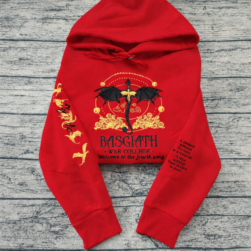Dragon Rider Fantasy Hoodie, Basgiath War College Sweatshirt, Fourth Wing Inspired Book Lover Gift for Fantasy Readers VEMB73