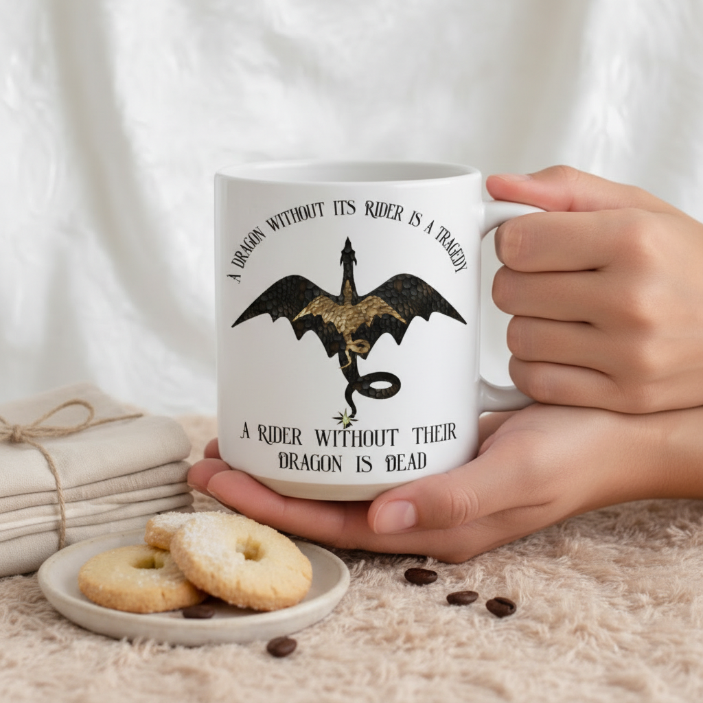 A Dragon Without Its Rider Is a Tragedy Mug, A Rider Without Their Dragon Is Dead, Fourth Wing Inspired Ceramic Cup