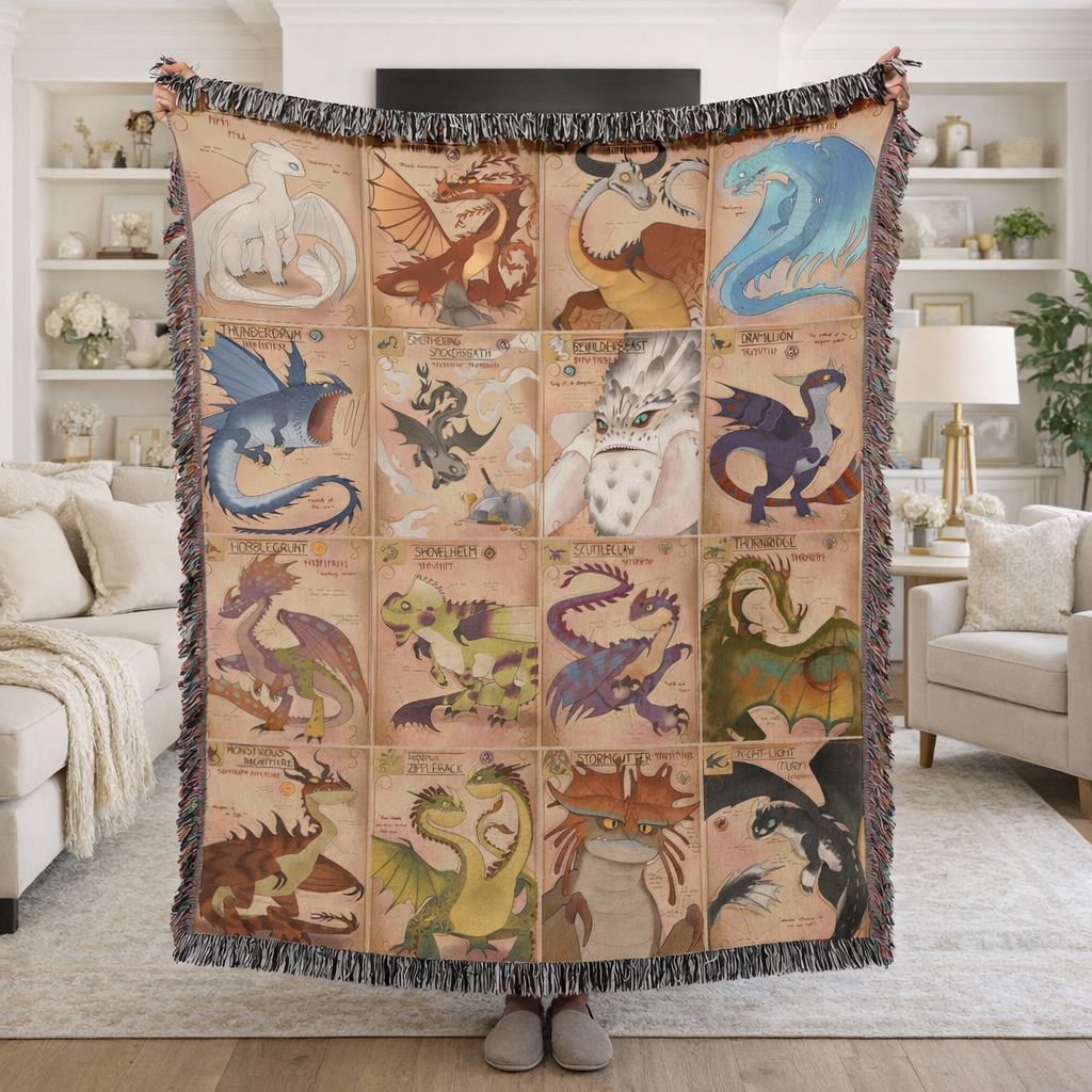 Fourth Wing Inspired Woven Blanket, Dragon Codex Fantasy Throw, Bookish Home Decor, Gift for Fantasy Readers BKVLR17