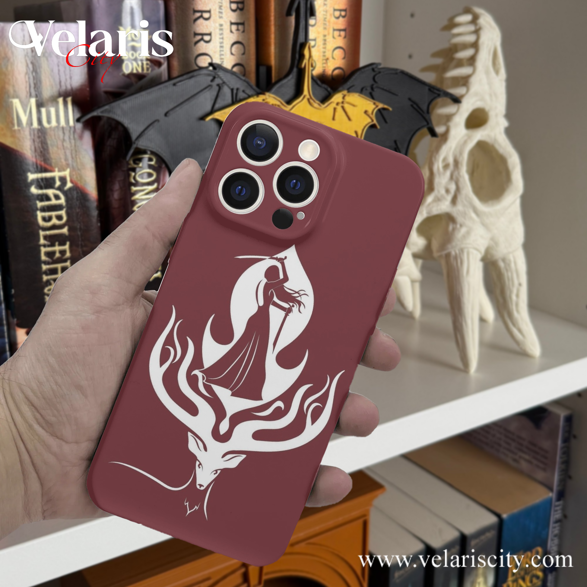 Throne of Glass Inspired Phone Case - Warrior Silhouette with Majestic Deer Design, Throne Of Glass Phonecase Fantasy Book Lover iPhone Cover PCVLR09