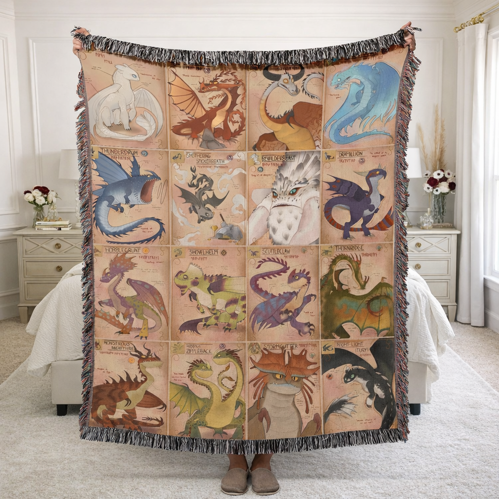 Fourth Wing Inspired Woven Blanket, Dragon Codex Fantasy Throw, Bookish Home Decor, Gift for Fantasy Readers BKVLR17