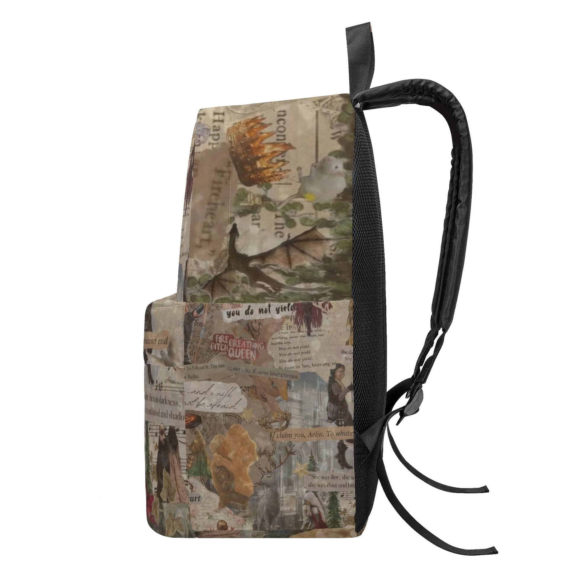 Fire Breathing Queen Backpack, Aelin of the Wildfire, You Do Not Yield Quote, Throne of Glass Inspired Book Bag BPVLR09