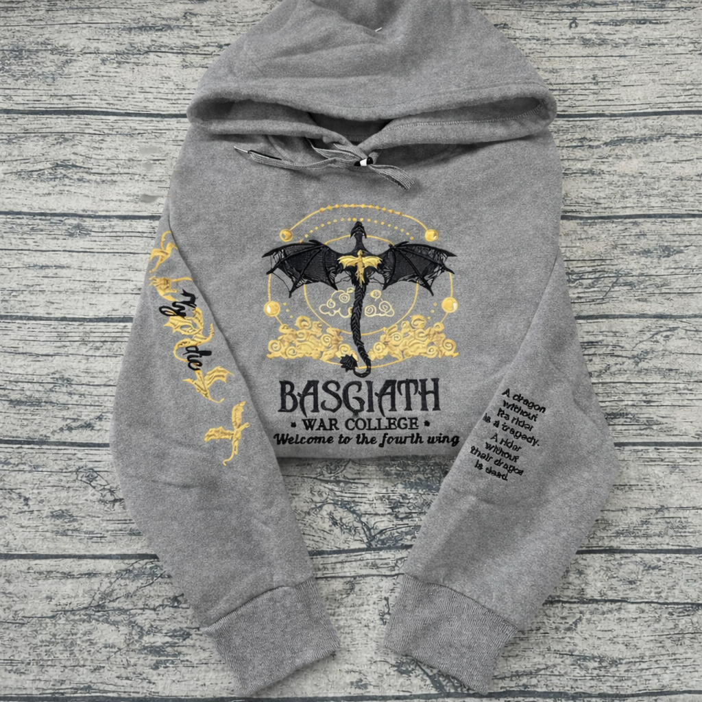 Dragon Rider Fantasy Hoodie, Basgiath War College Sweatshirt, Fourth Wing Inspired Book Lover Gift for Fantasy Readers VEMB73