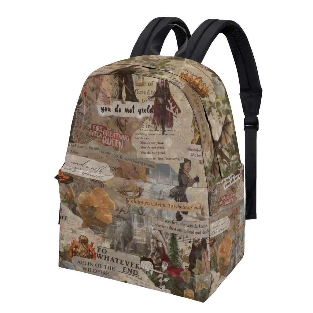 Fire Breathing Queen Backpack, Aelin of the Wildfire, You Do Not Yield Quote, Throne of Glass Inspired Book Bag BPVLR09