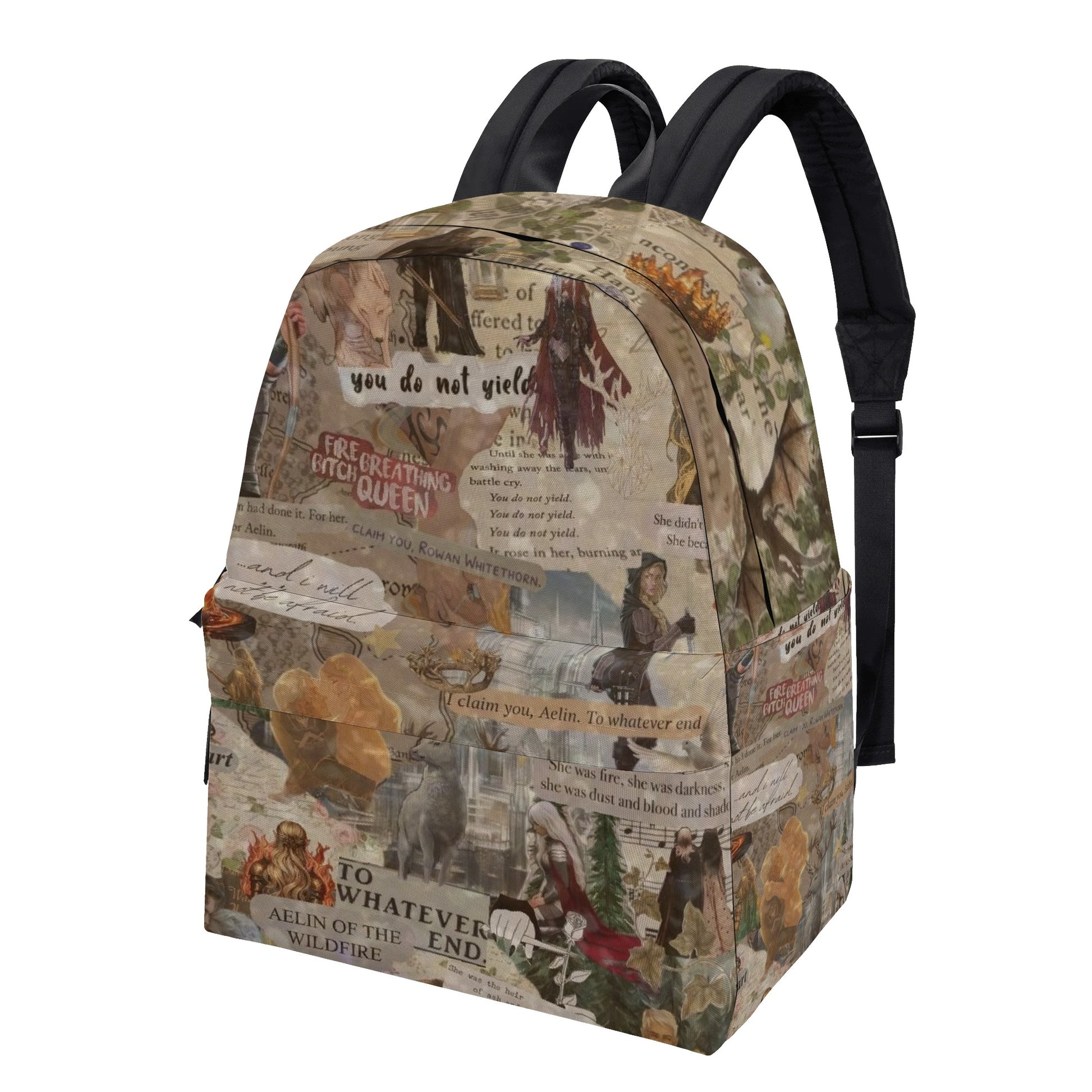 Fire Breathing Queen Backpack, Aelin of the Wildfire, You Do Not Yield Quote, Throne of Glass Inspired Book Bag BPVLR09