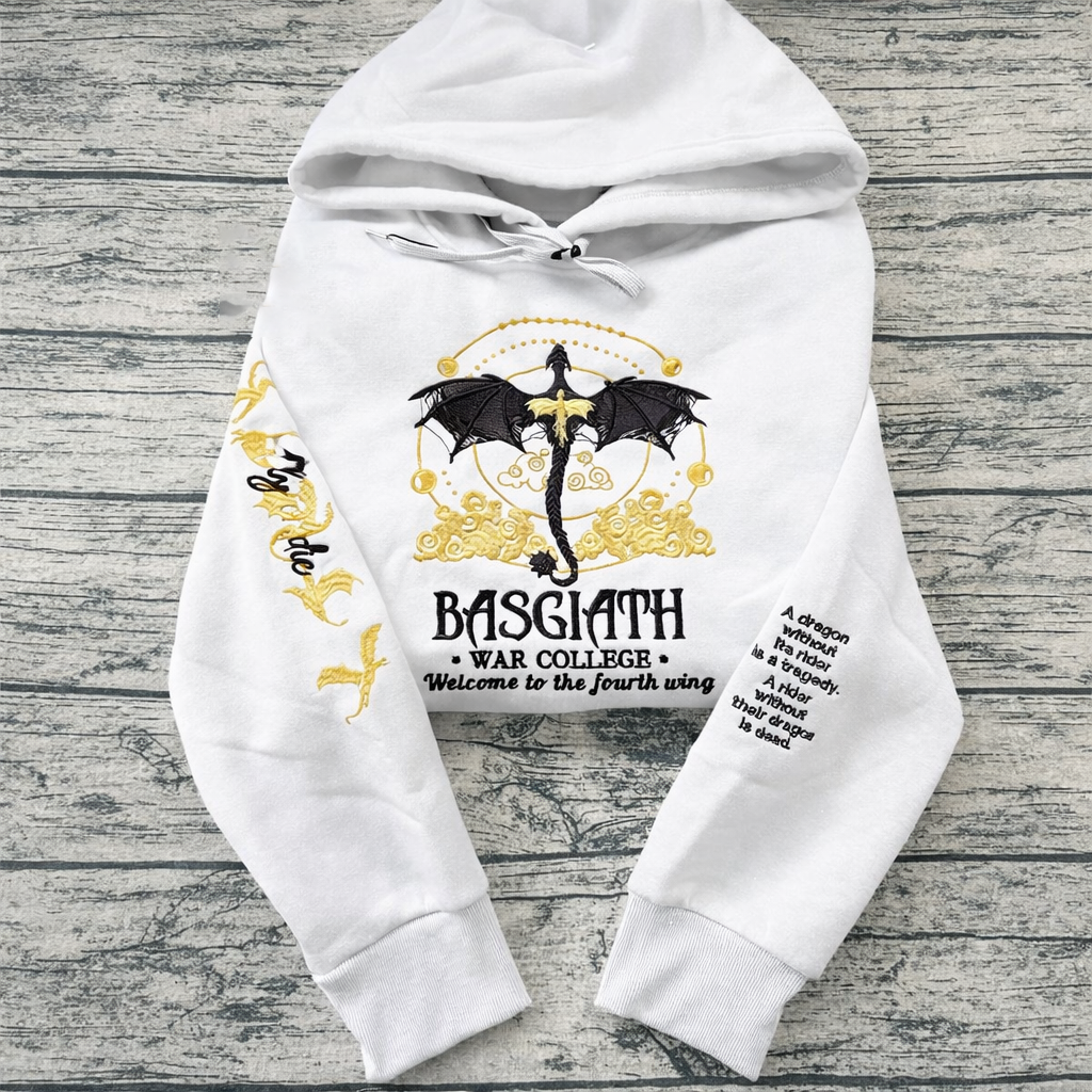 Dragon Rider Fantasy Hoodie, Basgiath War College Sweatshirt, Fourth Wing Inspired Book Lover Gift for Fantasy Readers VEMB73