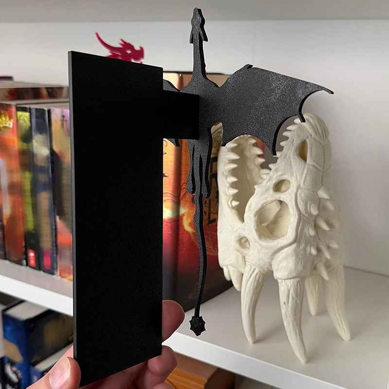 Fourth Wing Double Dragon BOOK INSERT, Bookmark, Book Accessory, Black and Gold Dragons