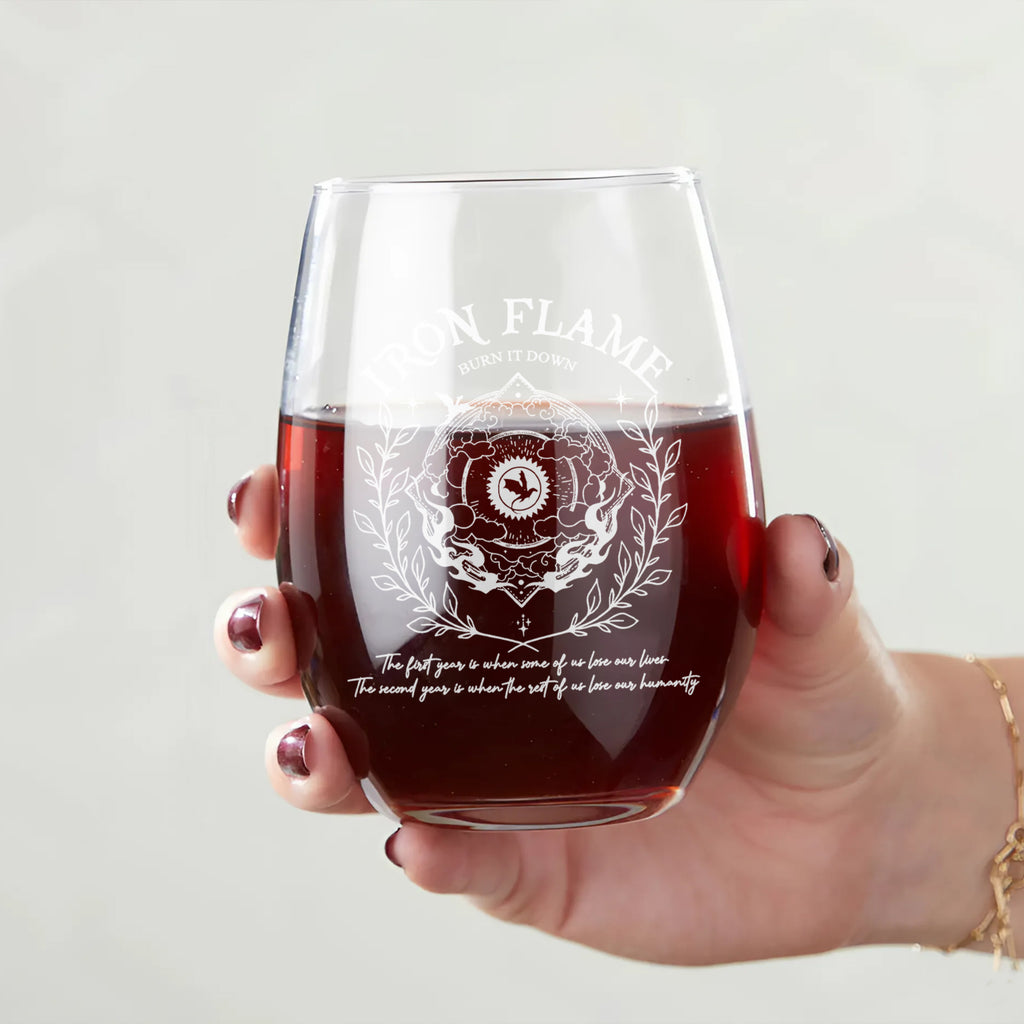 Iron Flame Wine Glass, The Empyrean Beer Glass, Burn It Down Fantasy Barware, Reader Gift For Book Lovers BGVLR07