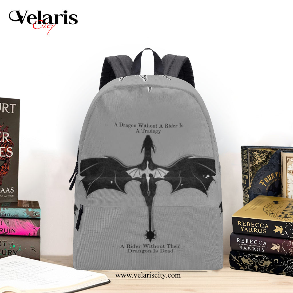 Fourth Wing Backpack, Dragon and Rider Quote, A Dragon Without A Rider Is A Tragedy, Fantasy Book Bag BPVLR10