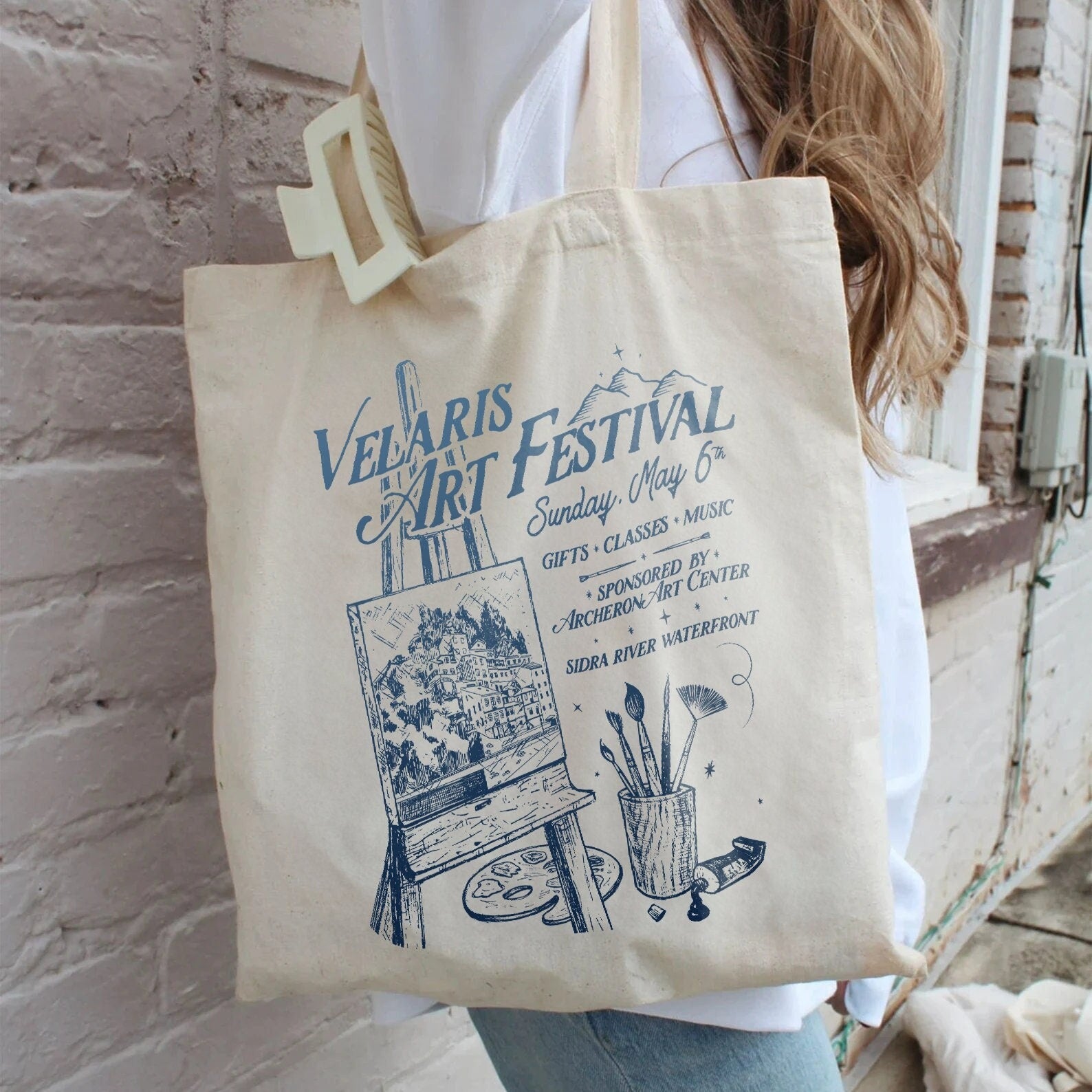 Velaris Art Festival Tote Bag, ACOTAR Night Court Licensed SJM Merch Feyre Archeron Nesta Rhysand Cassian Bookish TOG Crescent City Fan TBVLR07