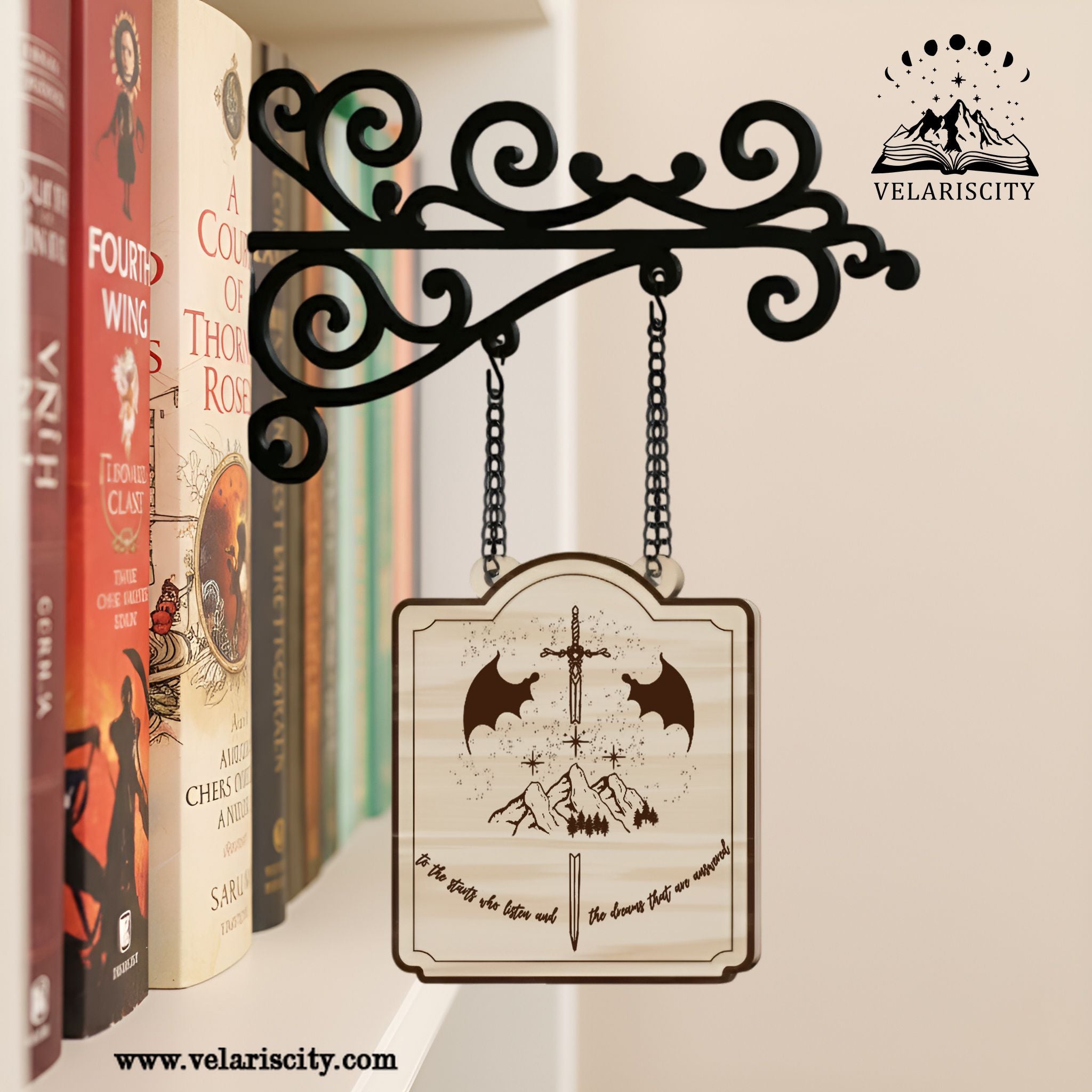 ACOTAR Book Tavern Signs, To the Stars Who Listen Wooden Book Decor, Night Court Velaris Fantasy Decor, Home Library Decor, Book Gift BSVLR09