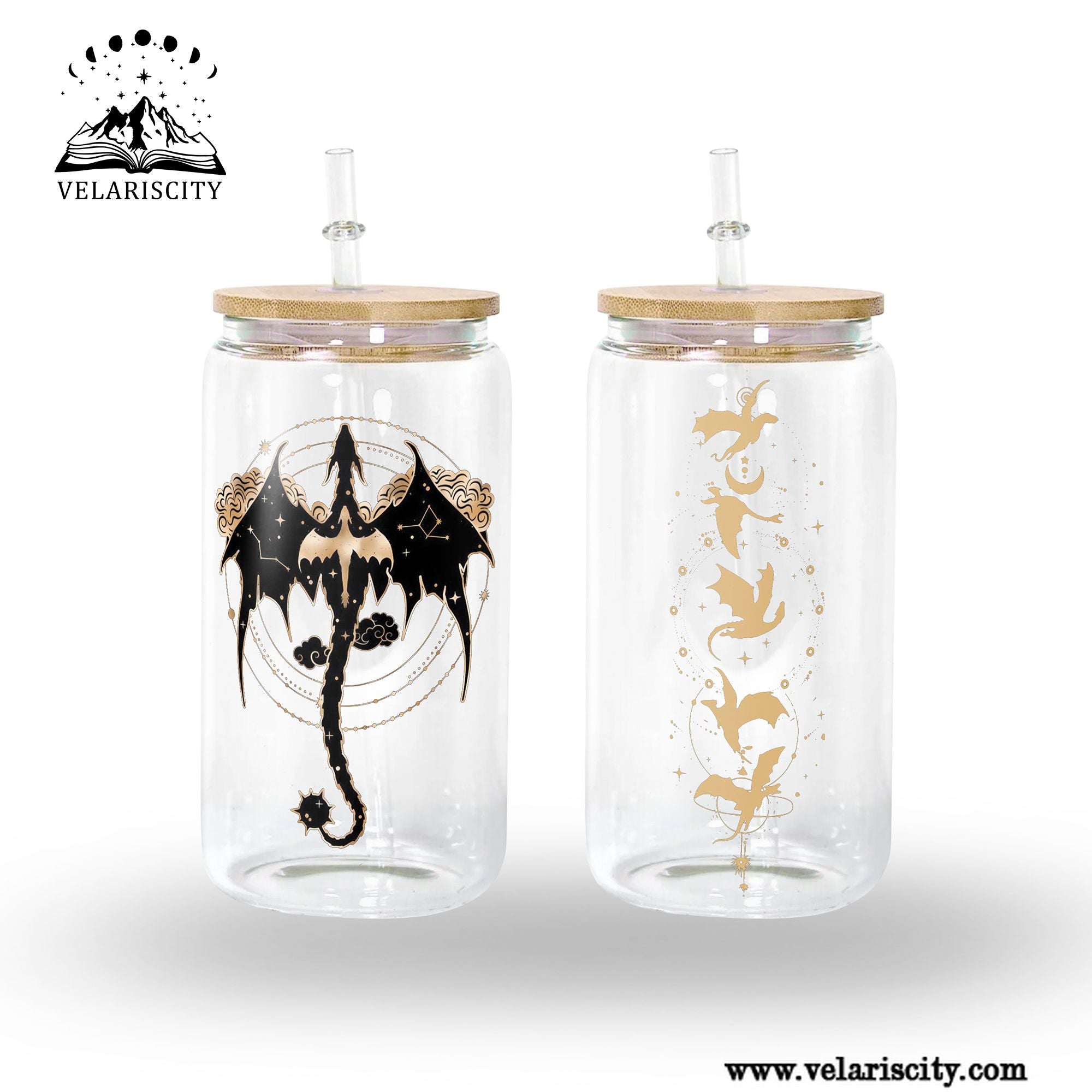 Fourth Wing Dragon Glass Can Cup with Straw, Empyrean Fantasy Tumbler, Bookish Gift for Readers & Dragon Lovers GLVLR45