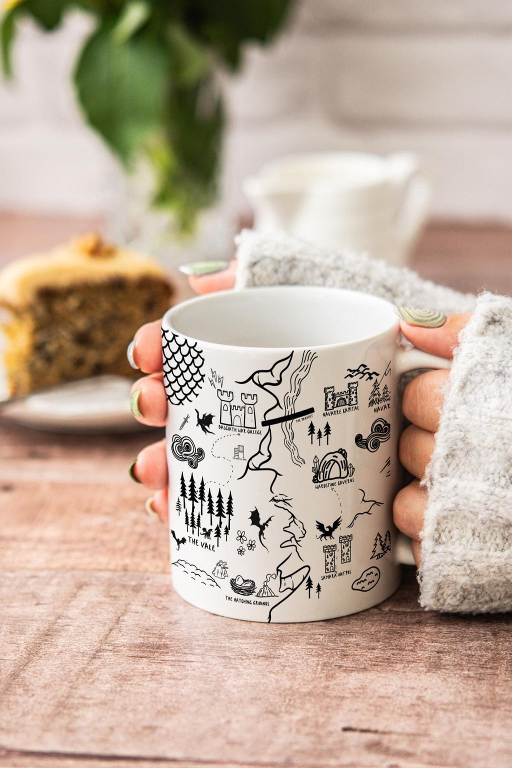 Fourth Wing Mug Dragon Coffee Cup with Basgiath Map Design, Bookish Gift for Violet Sorrengail and Xaden Riorson Fantasy Romantasy Fans MGVLR57