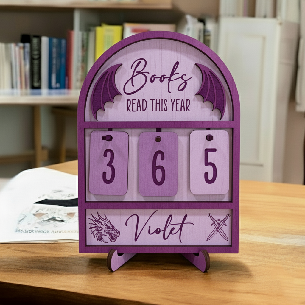 Fourth Wing Book Tracker Sign, Violet Dragon Reading Tracker, Fantasy Bookish Decor, Book Goal Display, Reading Nook Gift BTVLR26