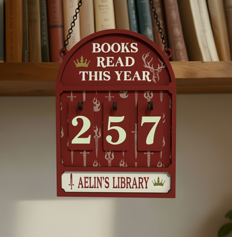 Aelin Book Tracker Sign, Throne of Glass Inspired Decor, Fantasy Reading Tracker, Bookish Gift, Home Library Display BTVLR30