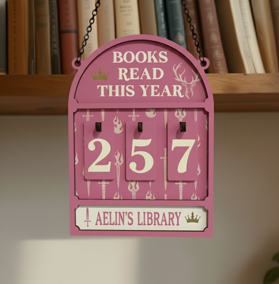Aelin Book Tracker Sign, Throne of Glass Inspired Decor, Fantasy Reading Tracker, Bookish Gift, Home Library Display BTVLR38