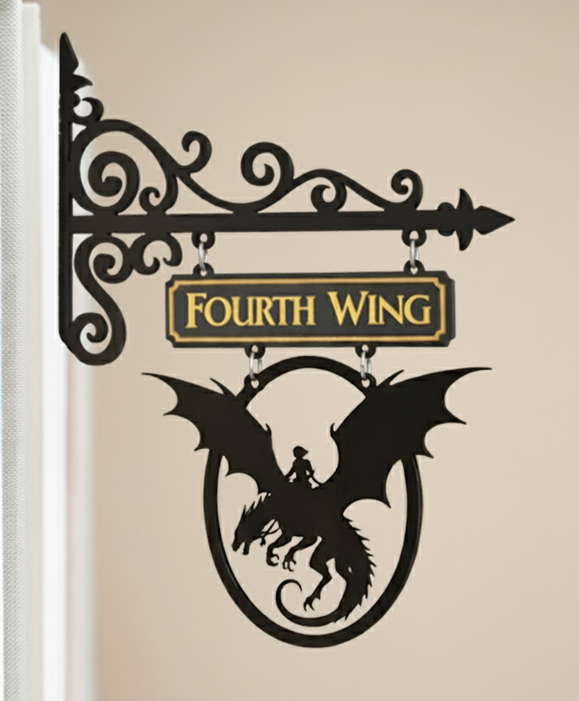 Fourth Wing Book Tavern Sign, Dragon Rider Wooden Book Tracker, Basgiath War College Decor, Fantasy Wall Hanging, Gift for Book Lovers BSVLR28