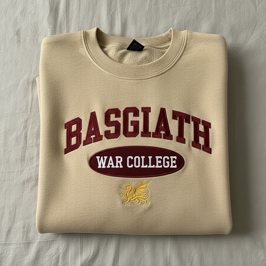 Basgiath War College Embroidered Sweatshirt, Dragon Rider Bookish Crewneck, Fourth Wing Fan Gift, Fantasy Book Club Shirt, Iron Flame VEMB65