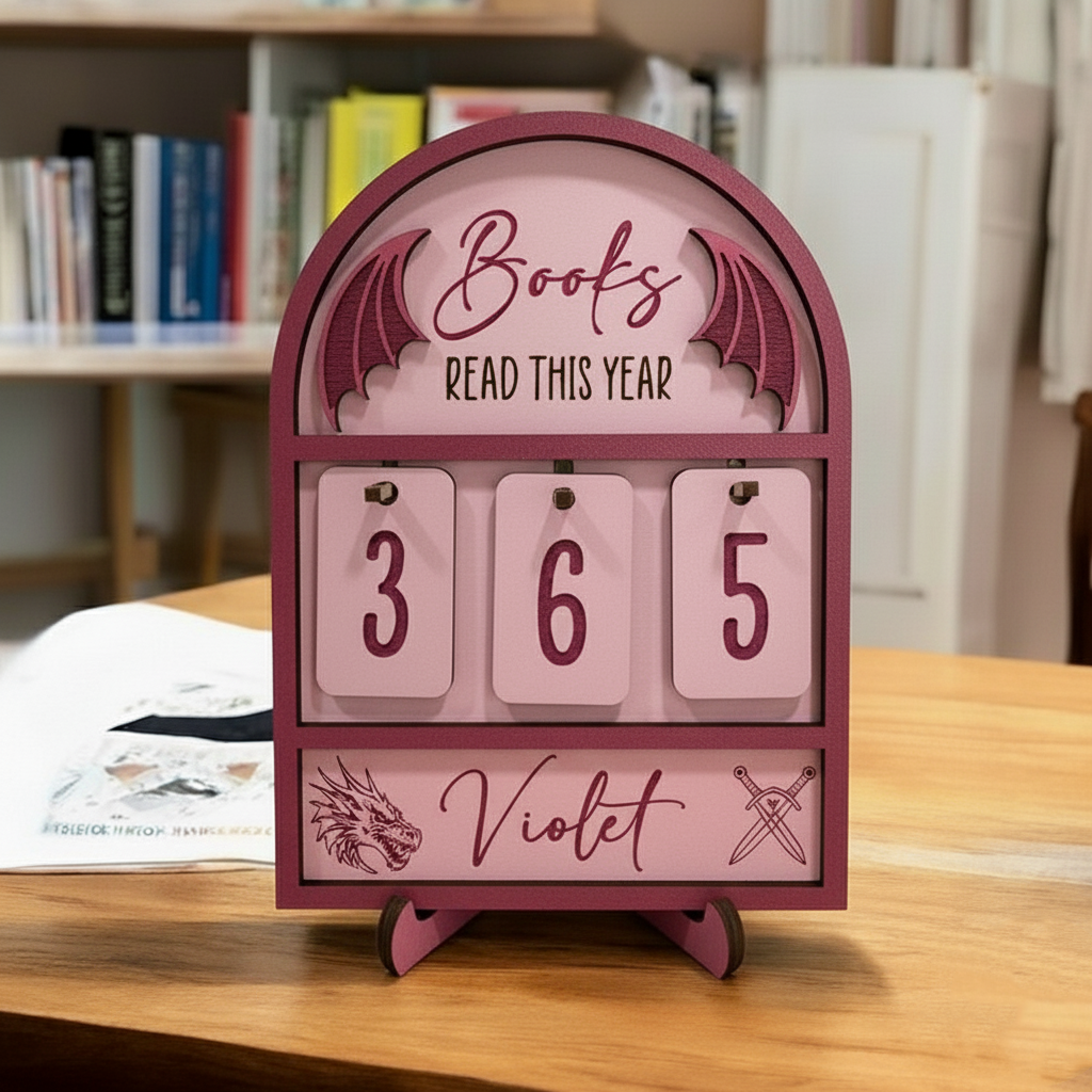 Fourth Wing Book Tracker Sign, Violet Dragon Reading Tracker, Fantasy Bookish Decor, Book Goal Display, Reading Nook Gift BTVLR26