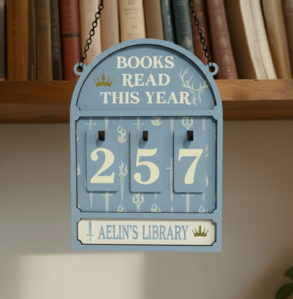 Aelin Book Tracker Sign, Throne of Glass Inspired Decor, Fantasy Reading Tracker, Bookish Gift, Home Library Display BTVLR30