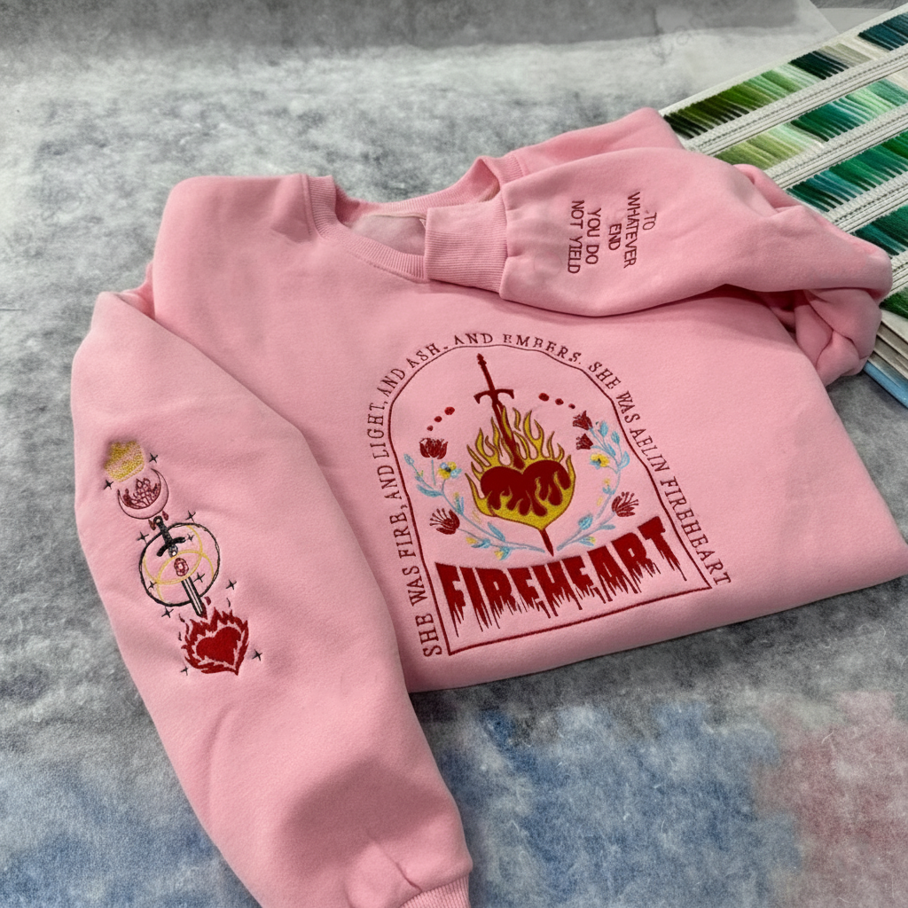 Throne of Glass Embroidered Sweatshirt, Sarah J. Maas Book Shirt, Empire of Storms & Heir of Fire Quote, Bookish Gift for Readers, VLREMB01