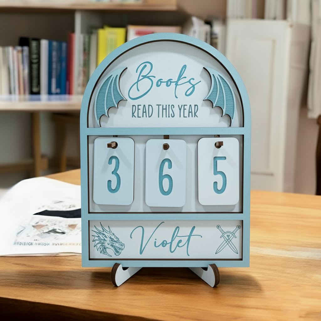 Fourth Wing Book Tracker Sign, Violet Dragon Reading Tracker, Fantasy Bookish Decor, Book Goal Display, Reading Nook Gift BTVLR34