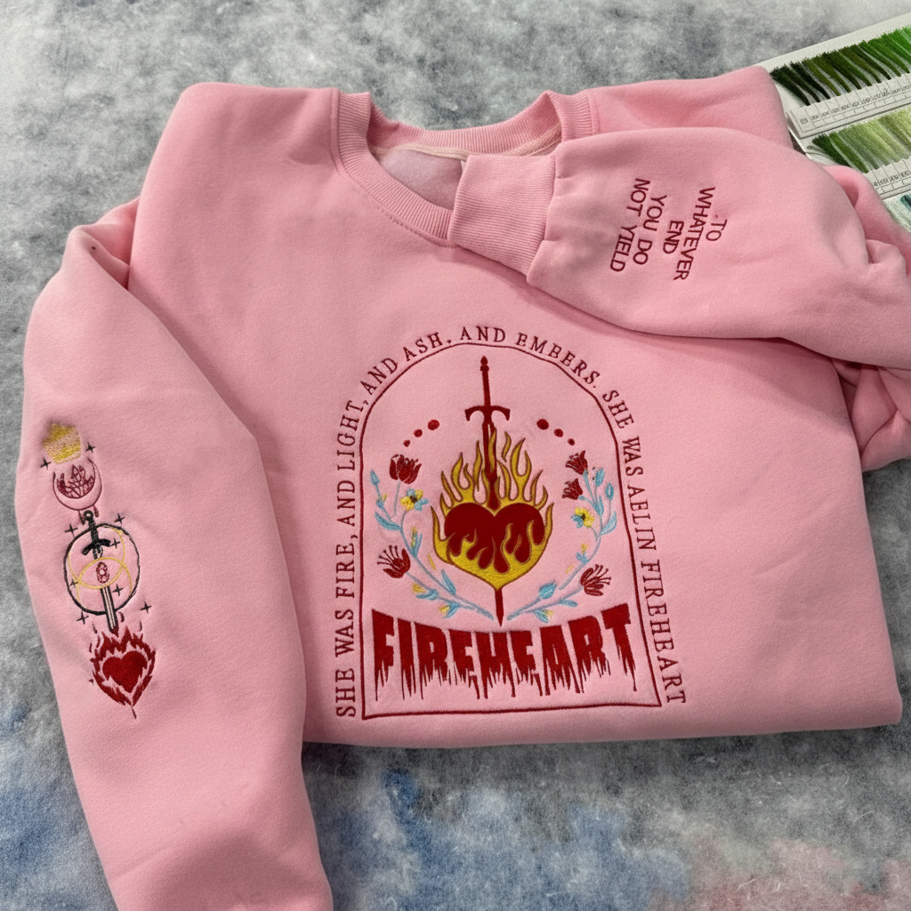 Throne of Glass Embroidered Sweatshirt, Sarah J. Maas Book Shirt, Empire of Storms & Heir of Fire Quote, Bookish Gift for Readers, VLREMB01