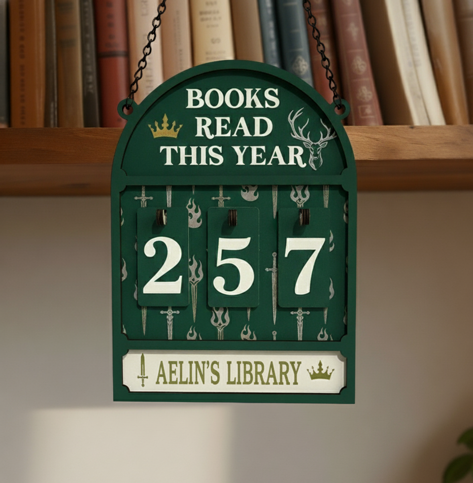 Aelin Book Tracker Sign, Throne of Glass Inspired Decor, Fantasy Reading Tracker, Bookish Gift, Home Library Display BTVLR30