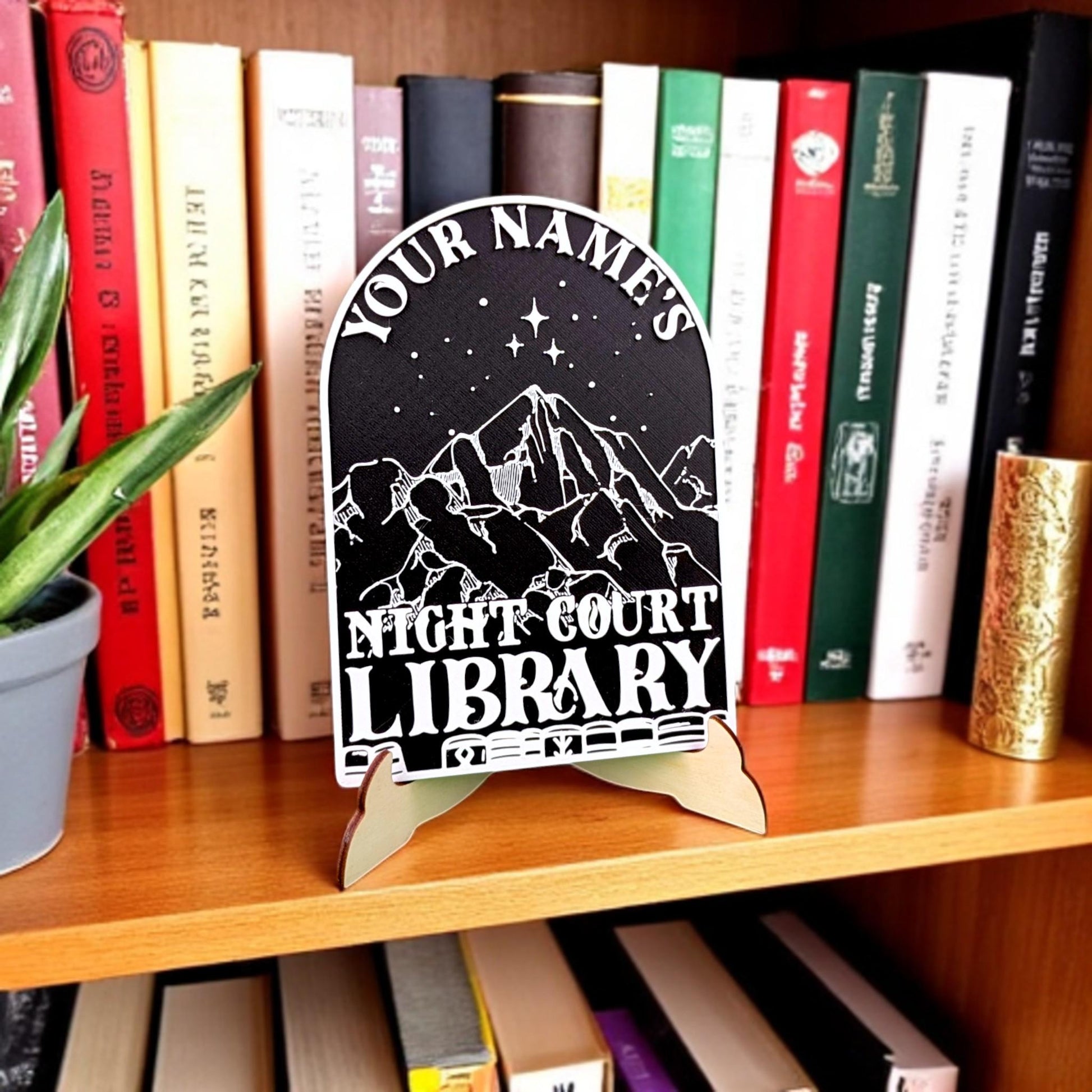 Night Court Personalized Library Sign Custom Book Decor 3D Printed Bookish Bookshelf Sign with Stand for Book Lover Gift, Reader Gift