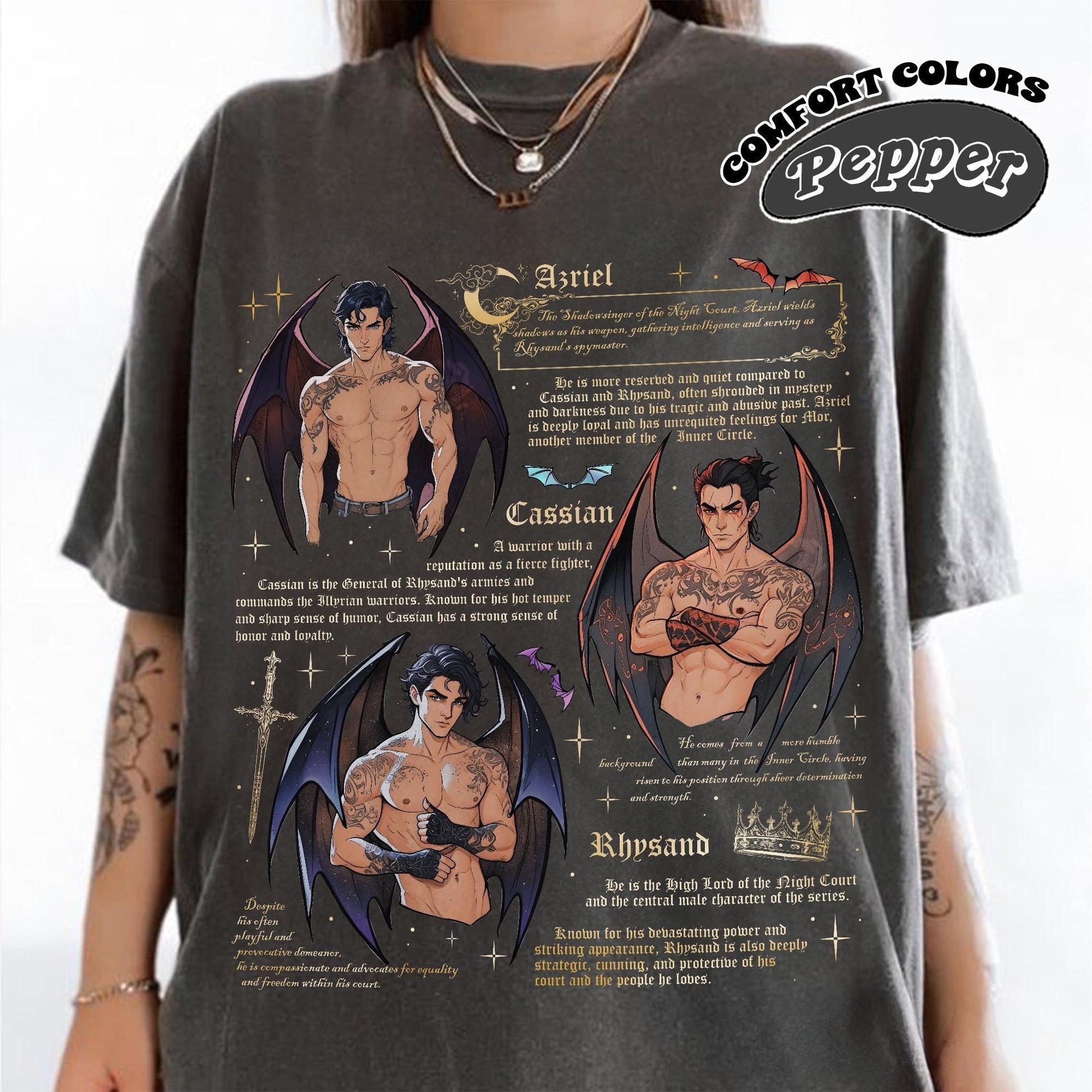 Rhysand Cassian Azriel Comfort Color T-Shirt, The Bat Boys, Vintage ACOTAR, A Court Of Thorn And Roses Rhysand Cassian Azriel CFVLR91