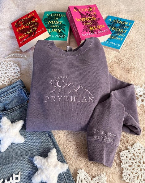 ACOTAR Velaris Prythian Embroidered Sweatshirt, To The Stars Who Listen Night Court Crewneck, Fantasy Bookish Gift for Readers