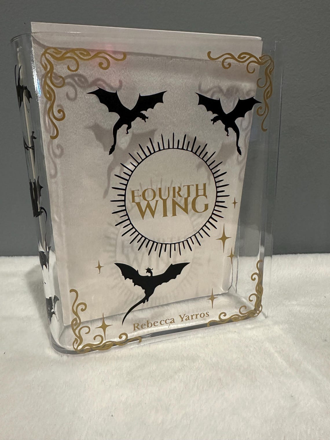 Fourth Wing Book Shaped Flower Vase, Dragons Bookish Acrylic Book Vase, Gift for Book Lovers, VLRBV04
