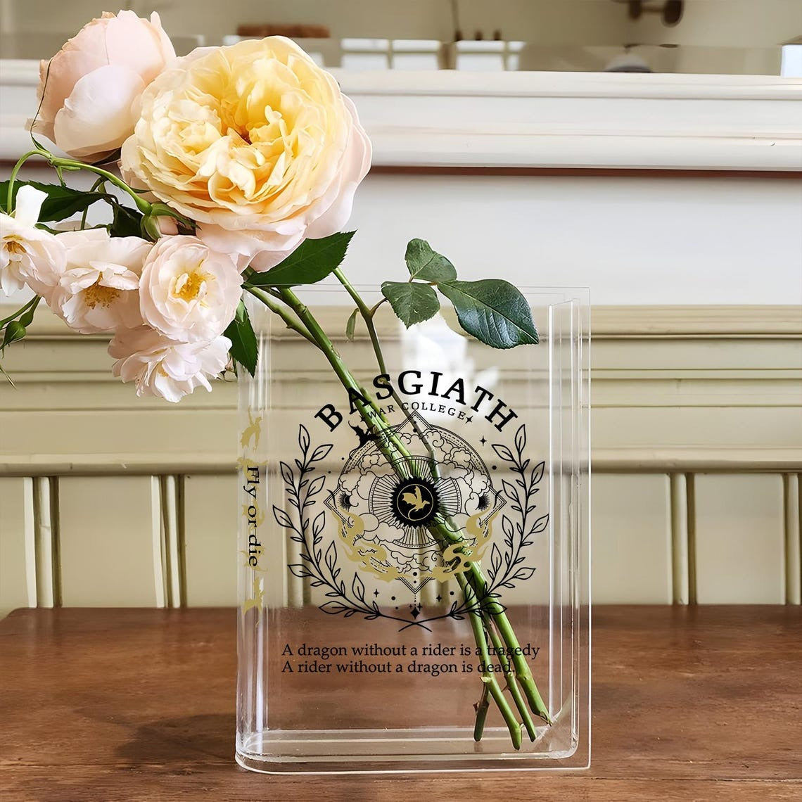 Fourth Wing Acrylic Book Vase, Fourth Wing Acrylic Flower Vase, Basgiath War College Book Lover Gift, Gifts For Book Lover, VLRBV05