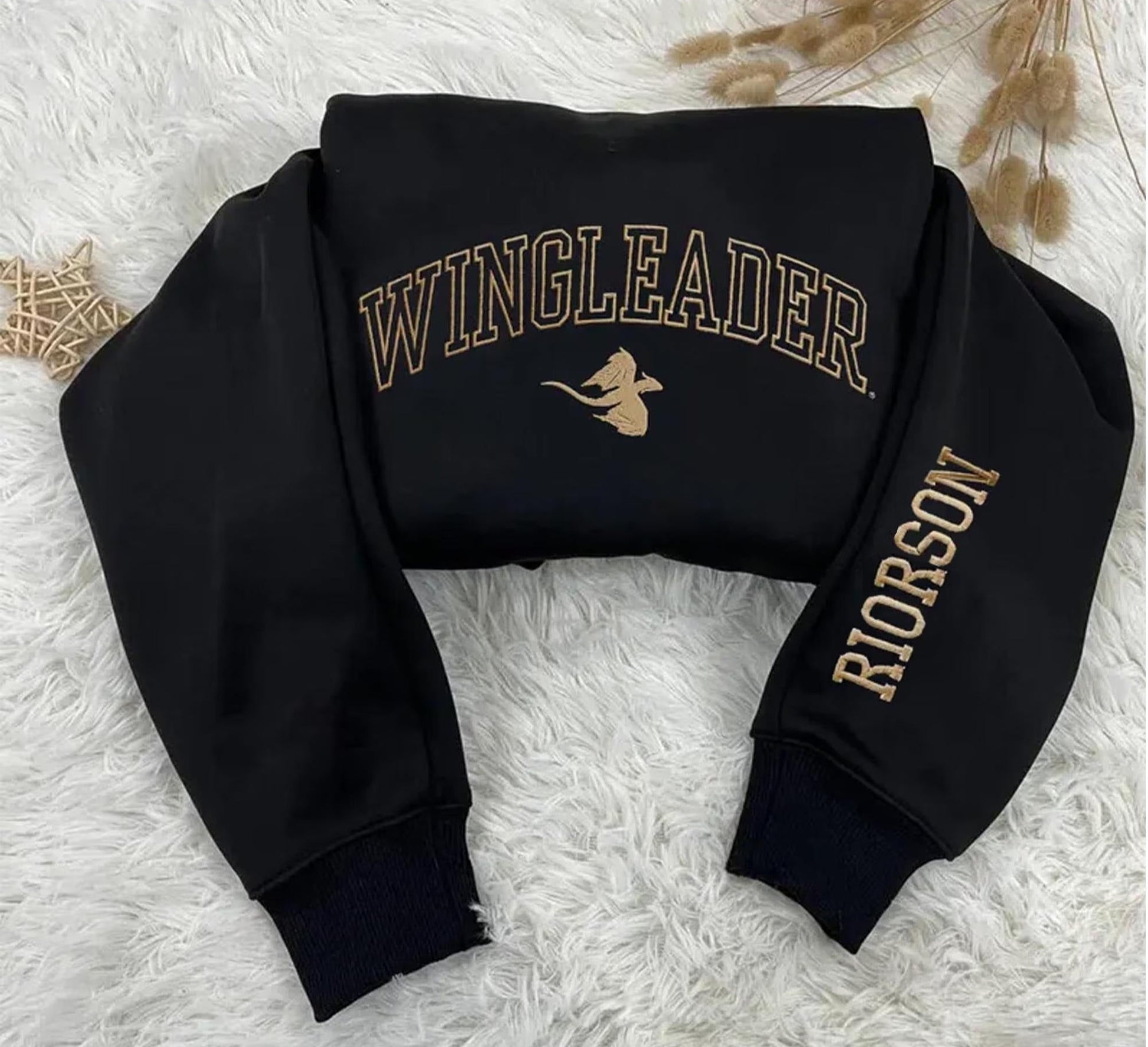 Wingleader Embroidered Sweatshirt, Fourth Wing Embroidery T-shirt, Xaden Riorson Shirt, Fourth Wing Hoodie, Dragon Rider Shirt VEMB47