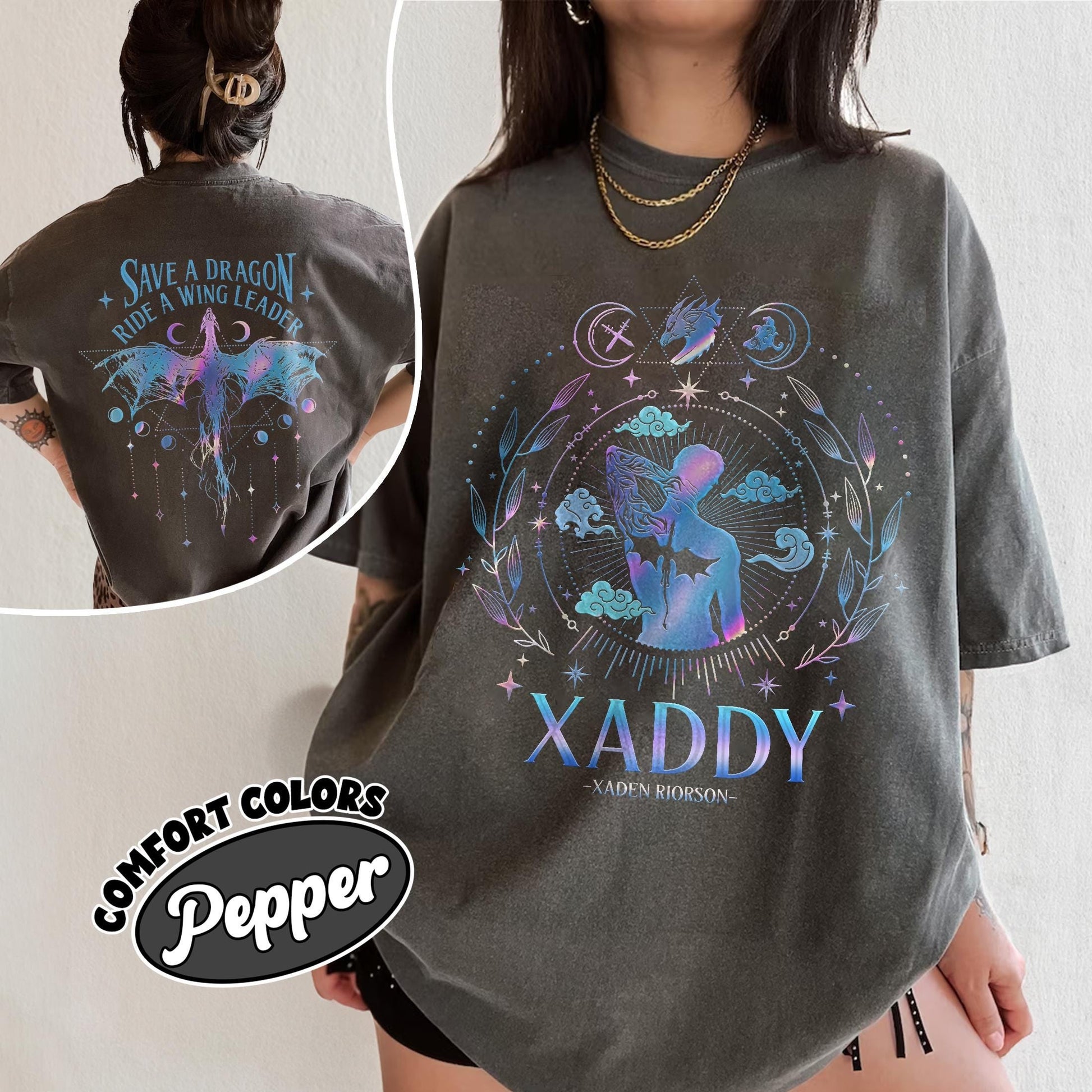Xaden Riorson T-Shirts, Trendy Xaddy Shirt, Xaden Fourth Wing Fan Merch, Onyx Storm Shirts, Dragon Rider 2 Sided TShirt CFVLR97