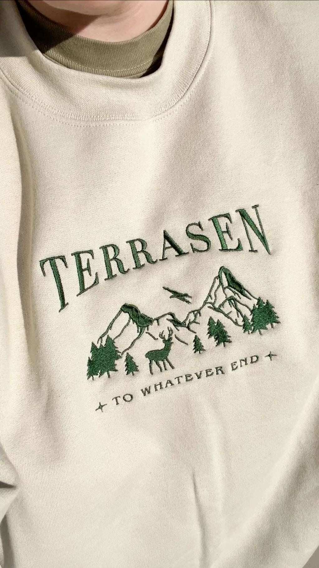Terrasen To Whatever End Embroidered Sweatshirt, Throne of Glass Sarah J Maas Pullover, Fantasy Bookish Embroidered Crewneck VEMB53