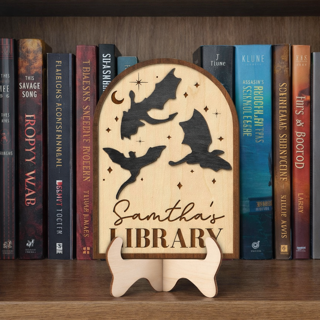 Fourth Wing Inspired Bookshelf Sign, Wooden Library Decor, Reader Gift, Book Club Shelf Sign, Book Lover Gift BTVLR40